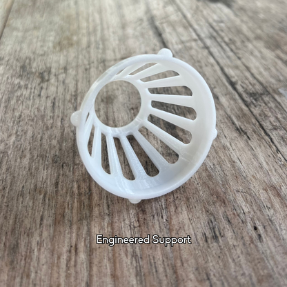 Engineered avocado seed support net insert for mason jar regrowing system.