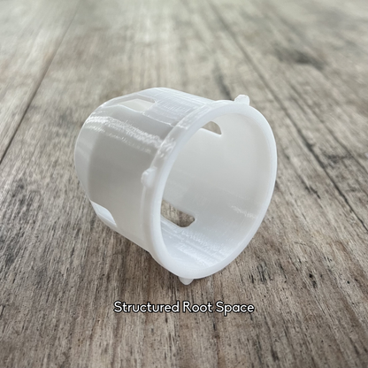 Celery scrap net insert with structured root space designed to support kitchen scraps above water for healthy regrowth.