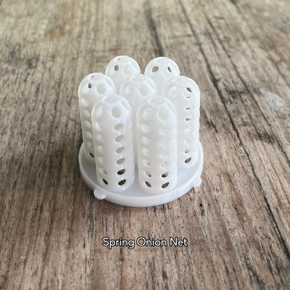 Spring onion regrow net insert for mason jar sprouting system.